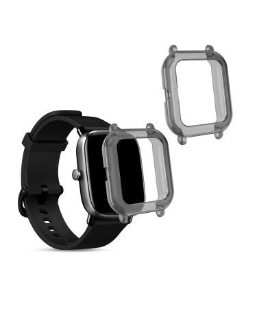 kwmobile 2-Pack Fitness Tracker Frame Compatible with Huami Amazfit GTS 2 Mini - Case Sport Tracker TPU Silicone Cover - Black/Transparent black / transparent