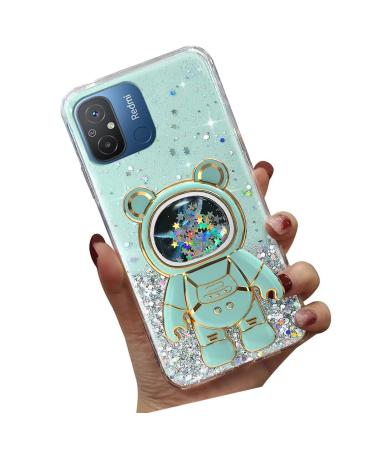Tivenfezk Nadoli for Xiaomi Redmi 12c Treibsand B r Astronaut Hidden Stand Shell caricature glitter astronaut stand soft silicone bling cell phone case transparent protective cover xiaomi redmi 12c green