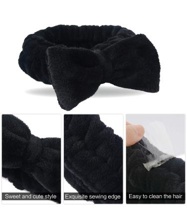 SINLAND Bow Hair Bands Spa Headband for Women Black 3Pack - Ideal for Washing Face and Makeup - Comfortable and Stylish - Buy Online on SooperMarket.com