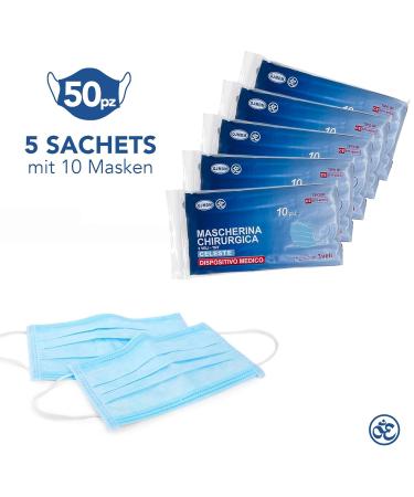 Medical IIR Standard EN14683 Certified 3-Layer Disposable Face Masks - Blue 50 Pack | BFE 98% Oral & Surgical Protection - Buy Online on SooperMarket.com