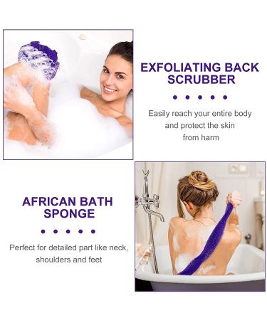 African Exfoliating Bath Sponge Set - Tight Weave Body Scrubber for Smooth Skin - 2 Pack (Purple) - Buy Online on SooperMarket.com