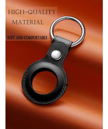KWQ 2021 Airtag Leather Case with Key Chain | Anti-Scratch GPS Protective Cover for Backpack, Clothing Bag | Black - Buy Online on SooperMarket.com