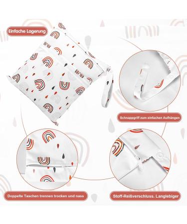 Newofview Waterproof Fabric Diapers & Large Wetbag - Cartoon-Print Reusable Cloth Diaper Bag for Baby Trips - Buy Online on SooperMarket.com