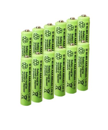 AAA Rechargeable Solar Light Batteries NiMh 1.2V 600mAh for Outdoor Garden Solar Lights Battery String Lights Pre Charged(12 Pack) 12 PACK AAA 600mAh