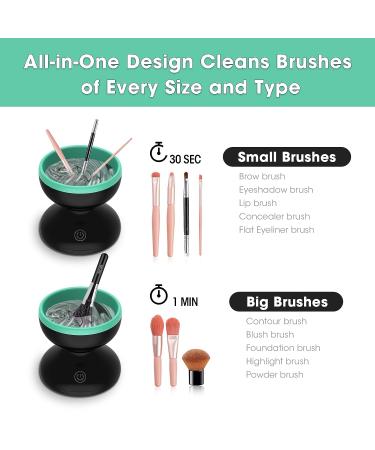 Electric Makeup Brush Cleaner Kit | Brush Cleaning Machine & Mat Set | Valentines, Mother's Day, Christmas Gifts for Women | Green - Buy Online on SooperMarket.com