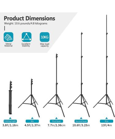 Neewer 13ft Heavy Duty Aluminum Alloy Light Stand with Spring Cushion - 22lb Max Load - Black - Buy Online on SooperMarket.com