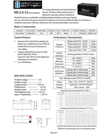 Mighty Max Battery ML3-12 - 12V 3AH SLA Battery Replacement for PS-1230 LC-R123R4P NP3-12 | International Shipping Available - Buy Online on SooperMarket.com