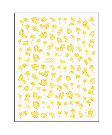 1sheets Holographic Gold 3d Nail Stickers Set Flower Tree Leaf Nail Foil Paper Decal Transfer
