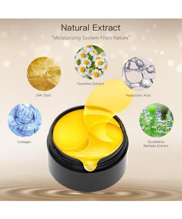 Under Eye Patches - 24K Gold 60PCS | Reduce Dark Circles Puffiness & Fine Lines | Collagen Skin Care - Buy Online on SooperMarket.com