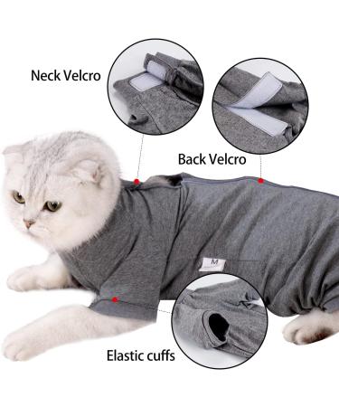 HEYWEAN Cat Recovery Suit After Surgery E-Collar Alternative Pet Medical Surgical Shirt Breathable Home Long Sleeve Cat Clothing L (Pack of 1) Grey - Buy Online on SooperMarket.com