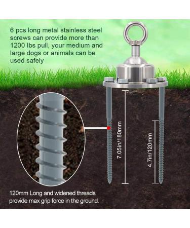 FOVERN1 360 Swivel Dog Tie Out Stake | Heavy Duty Rust Proof Dog Anchor | Cat Tether Holds 1000Lbs | Yard Camping Outdoor | Silver - Buy Online on SooperMarket.com