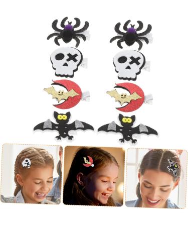 ABOOFAN 4 Pairs Halloween Hair Clips Spider Hairpin Bat Hair Clip Gothic Hair Accessories Goth Hair Clips Clips for Hair Ghost Spider Skull Hair Barrette Issue Card Felt Iron - Buy Online on SooperMarket.com