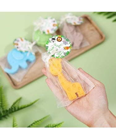 Woodland Baby Shower Soaps Favors Set - 4 Jungle Animal Shape Mini Soaps with Bags & Thank You Card | Perfect Kids Birthday Party Decor & Gifts - Buy Online on SooperMarket.com