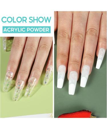 PEACECOLOR Acrylic Nail Kit 8G 2PC Clear White Acrylic Powder Set Professional Acrylic Nail Powder for Nail Acrylic Extension Nail Carving Long-Lasting No Nail Lamp Needed for Home DIY color 167 - Buy Online on SooperMarket.com