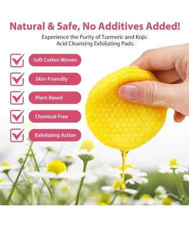 Turmeric Cleansing Pads - Gentle Skincare Daily Exfoliation & Compressed Facial Sponges (40pcs) - Turmeric & Kojic Acid - Buy Online on SooperMarket.com