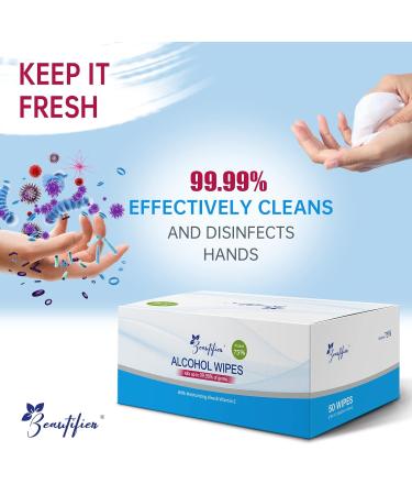 Beautifier Life Hand Sanitizing Wipes - 50 Individually Wrapped Antibacterial Wipes with 75% Alcohol, Aloe & Vitamin E - On-the-Go Essential for Travel, Home, Office & School - Aloe Vera, 50 Count - Buy Online on SooperMarket.com