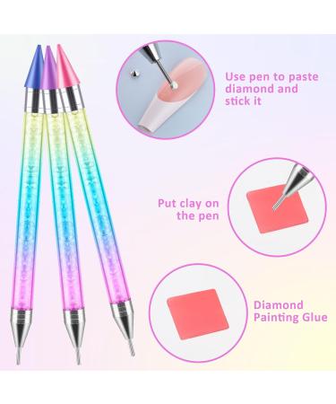 Bewudy 3 Pcs Nail Rhinestone Picker Dotting Pen Set | Dual-ended Wax Pencil Tool for Nail Art DIY Decoration | Jewelry Dotting Pen in Blue Pink Purple - Buy Online on SooperMarket.com