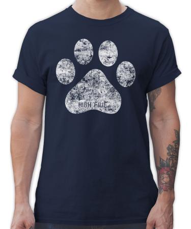 Shirtracer - T-Shirt Men - Gift for Dog Owners - High Five Dog Paw 8 Navy Blue 5XL Large Sizes