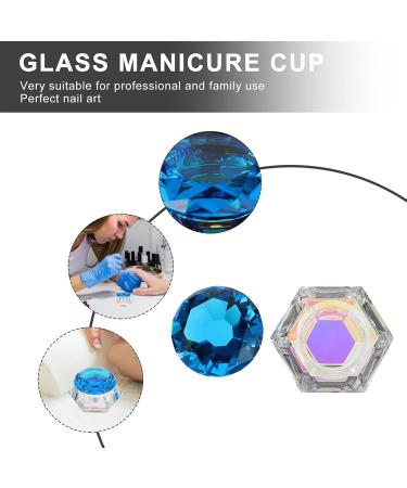 Minkissy Nail Art Dappen Dish Diamond Shape Nail Crystal Bowl with Lid for Nail Acrylic Liquid Powder (Lake Blue) - Buy Online on SooperMarket.com