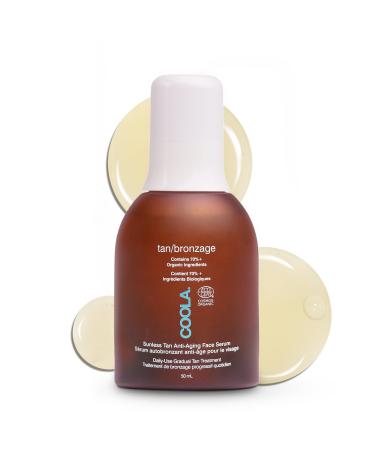 Coola Sunless Tan Anti Aging Face Serum 70 Percent + Organic Fake Tan Streak Free and Transfer Resistant Self Tanner Lightweight Formula Made with Argan Oil and Hyaluronic Acid 50 ml