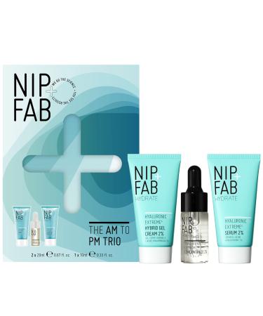 Nip+Fab Gift Set - AM to PM Trio Set The Full Cycle of Hydration for Plump Smooth Dewy Face Skin Bestselling Hyaluronic Fix Extreme4 Range