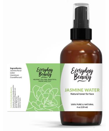 Jasmine Water Facial Toner - All Natural Hydrating Spray Mist for Face and Hair - 100% All Natural Jasmine Water Hydrosol 4oz with Fine Mist Cap Jasmine Water 4 Fl Oz (Pack of 1)