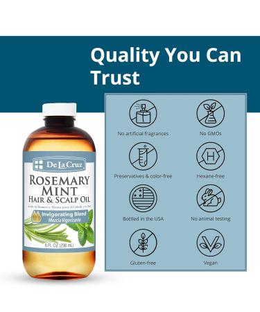 De La Cruz Rosemary Mint Oil Blend for Hair & Scalp - Revitalizing Moisturizing Oil with Castor Avocado & Olive - 8 FL OZ - International Shipping Available - Buy Online on SooperMarket.com