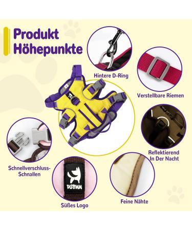 Multi-Purpose Dog Harness & Leash Set | Anti-Train Safety for Small & Medium Dogs (Yellow Size S) - Buy Online on SooperMarket.com