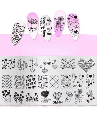 RUNRAYAY Nail Art Image Stamping Plates Valentine'S Day Love Heart Flower DIY Manicure Template Image Plate for DIY Nail Art - 6 x 12Cm B