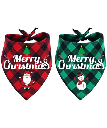 GOYOSWA 2 Pack Christmas Dog Bandanas Classic Buffalo Plaid Merry Christmas Holiday Dog Bandana Triangle Scarf Christmas Pet Bandanas for Small Medium Large Dogs (Red and Green Christmas) Red and Green Christmas