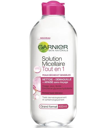 Garnier Micellar Cleansing Water All-in-One for Dry & Sensitive Skin - 400ml (3 Pack) | Fragrance-Free & Gentle Cleanser - International Shipping Available - Buy Online on SooperMarket.com