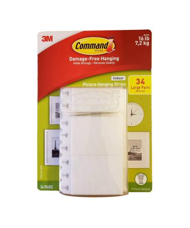 Command Indoor Picture Hanging Strips 34 Large Pairs 68 Strips 34 Pairs / 68 Large Strips