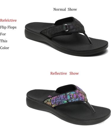 SOLLBEAM Women's Orthotic Comfort Flip Flops with Arch Support & Heel Cup - Black Reflective - Size 9 - Buy Online on SooperMarket.com