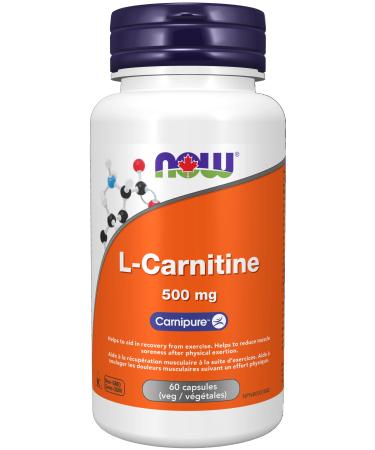 NOW L-carnitine 500mg 60 Veg Capsules 60 Count 60 count (Pack of 1)