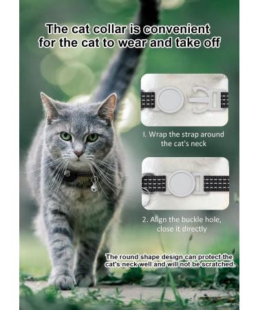 Reflective AirTag Cat Neck Band with Bell | Lightweight Tracker Collars for Kittens & Young Cats - Black - Buy Online on SooperMarket.com