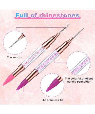 Jeffdad Double Head Nail Rhinestone Picker Set - Pink & Purple | DIY Nail Art Tool with Gems Crystals - Buy Online on SooperMarket.com