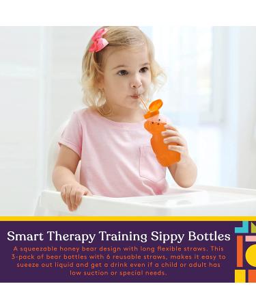 Special Supplies Honey Bear Straw Cup Long Straws 3-Pack - Squeezable Therapy Drink Container for Special Needs - Spill Proof, Leak Resistant Lid - Buy Online on SooperMarket.com