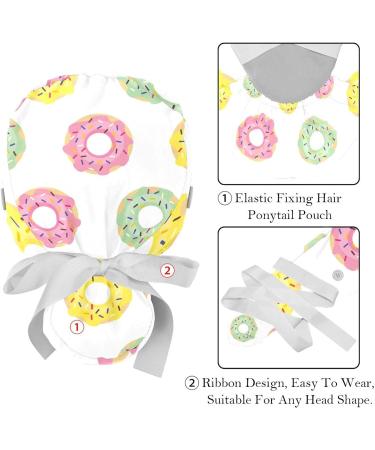Tropical Floral Scrub Caps 2PCS - Bouffant Working Hats with Ponytail Holder for Women - Pattern 04 - Buy Online on SooperMarket.com