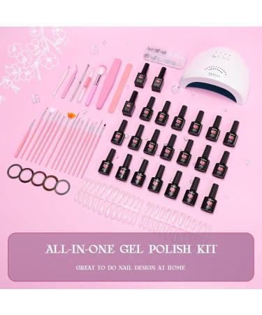 Topdirect Geln gel Starter Set | 20 Colors Shellac Set with 48W UV Lamp | 5-in-1 Adhesive Gel Polish for DIY Nail Design - Buy Online on SooperMarket.com