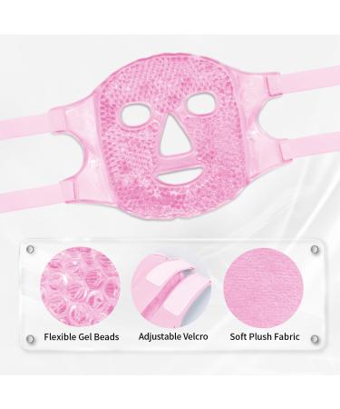 Silicone Face Mask Cover & Ice Face Mask Set | Cooling Relief for Dark Circles Puffiness Migraines | Reusable Anti-Wrinkle Holder - Pink - Buy Online on SooperMarket.com