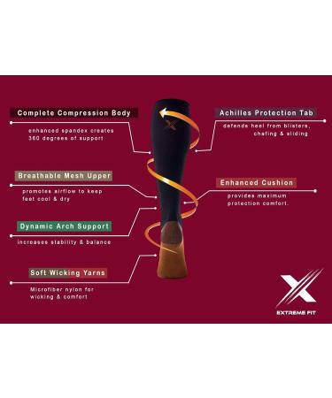 Extreme Fit Sport Compression Socks for Men and Women - Knee High, 6 Pair Large-X-Large Mix - Running, Athletics, Pregnancy, Travel - Buy Online on SooperMarket.com