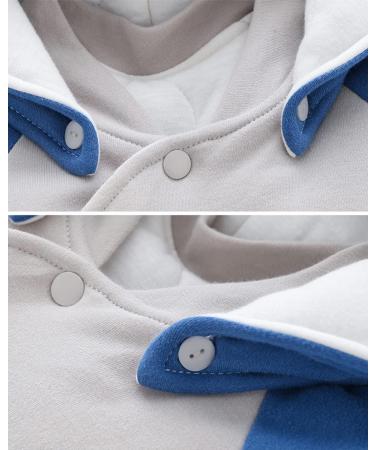 Baby Snowsuit Winter Romper | Cotton Jumpsuit with Detachable Hood | Cartoon Dinosaur Design | 6-9 Months Blue - Buy Online on SooperMarket.com