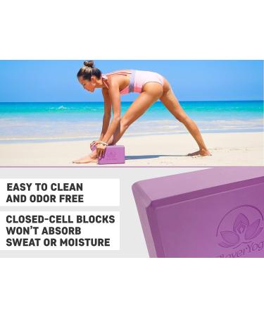 Clever Yoga 2 Pack Blocks and Strap Set - Lightweight High Density Foam Blocks (9x6x4 Inches) & 8FT Cotton Strap for Yoga Beginners - Purple - Buy Online on SooperMarket.com