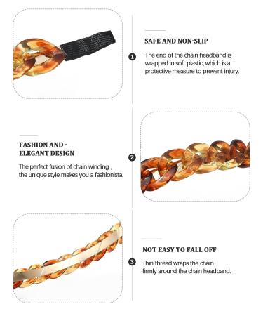AWAYTR Chain Hairband for Women - Set of 3 Chained Reactions Headbands in Metal Resin (Gold, Silver, Amber) - Buy Online on SooperMarket.com