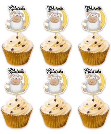 Eid Mubarak Cupcake Toppers with Sheep&Moon Design Eid Al-Adha Cupcake Topper Eid Cupcake Topper Eid Al Adha Decorations Adha Muslim Decoration Muslim Party Supplies Yellow - Buy Online on SooperMarket.com