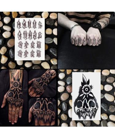 Oottati Waterproof Halloween Temporary Tattoo Stickers - 9 Sheets Black Skull Eye Devil Sun Moon Totem - Buy Online on SooperMarket.com