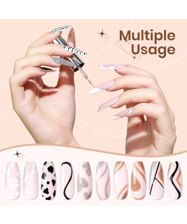 Supwee 4-Color Nail Art Liner Gel Polish Set - White Black Silver Champagne | Reflective Glitter UV Gel for Stunning Nail Designs - Buy Online on SooperMarket.com