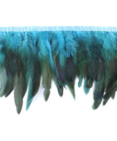 Lyras Turquoise Rooster Feathers Fringe Trim 5-7 inch Width - Pack of 2 Yards for Clothing, Costumes, Crafts - Buy Online on SooperMarket.com