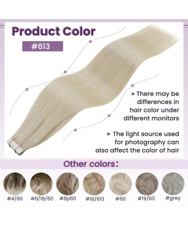 LAAVOO Tape In Extensions - Seamless Real Hair 40cm Blond #613 50G 20PCs Remy Hair for Ultimate Volume - Buy Online on SooperMarket.com