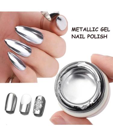 Metallic Painting Gel - Mirror Silver UV Painting Gel - 3D Metal Painting Gel Drawing Mirror Gel Nail Polish Glossy DIY Nail Art for Women Girls - Buy Online on SooperMarket.com